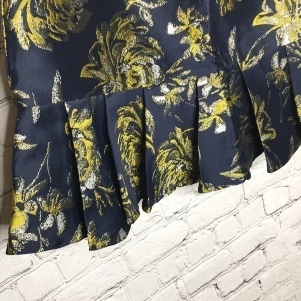 Lulus Navy Moment to remember jacquard trumpet mini skirt